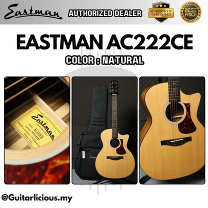 Eastman AC222CE Grand Auditorium Solid Sitka Spruce Top Acoustic Guitar with Fishman Sonitone - Natural ( AC222CE-NAT )