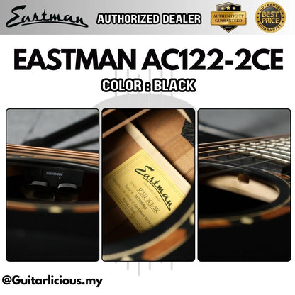 Eastman AC122-2CE Grand Auditorium Acoustic Electric Guitar w/ Fishman Sonitone - Black ( AC1222CE-BK / AC122 2CE BK )