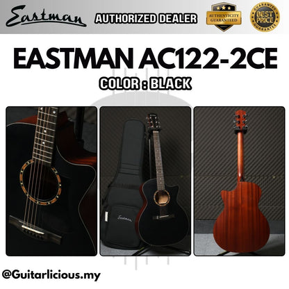 Eastman AC122-2CE Grand Auditorium Acoustic Electric Guitar w/ Fishman Sonitone - Black ( AC1222CE-BK / AC122 2CE BK )