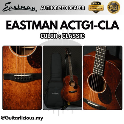 Eastman ACTG1-CLA Travel Size 23.5" Scale Length Solid Sitka Spruce Top & Solid Sapele Back & Side - Classic CLA ACTG1