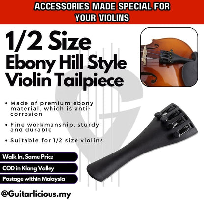 Violin Tailpiece - Hill Style (Ebony) - 1/2 , 3/4 & 4/4