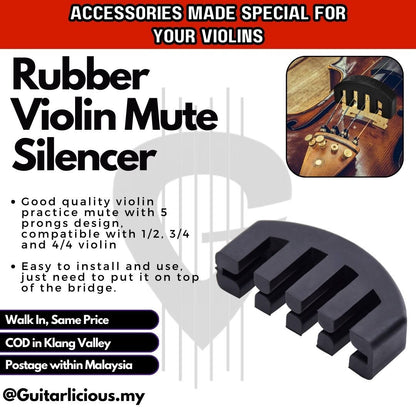 Rubber Violin Mute Silencer For Violin Size 1/2 & 3/4 & 4/4