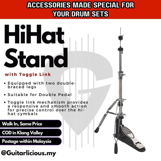 AW 2010A Hi-Hat Stand with Toggle Link & 2 Double Braced Leg (Suitable for Double Pedal) - 2010A / 2010-A / Hihat Stand