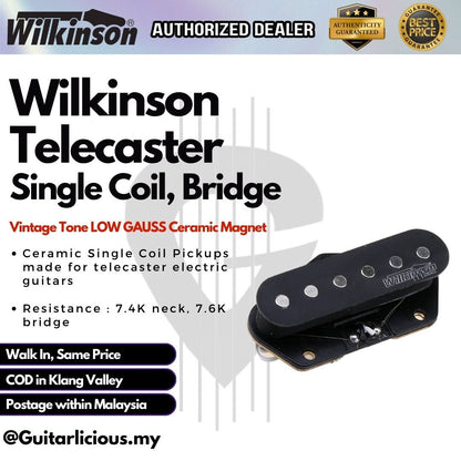 Wilkinson Vintage Tone LOW GAUSS Ceramic Magnet Tele Single Coil Pickup - MX1759 (Neck) & MX1760 (Bridge)