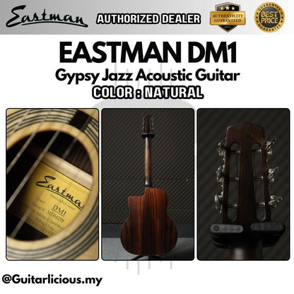 Eastman DM1 Gypsy Jazz Acoustic Guitar Sitka Spruce & Rosewood Laminate Back and Sides - Natural ( DM-1-NAT / DM 1 )