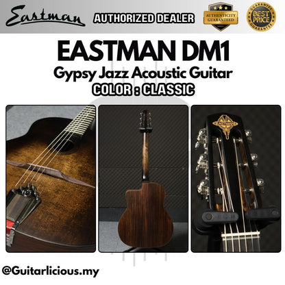 Eastman DM1 Gypsy Jazz Acoustic Guitar Sitka Spruce & Rosewood Laminate Back and Sides - Classic ( DM-1-CLA / DM 1 )