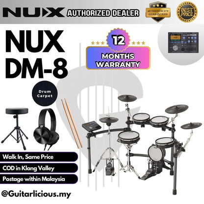 NUX DM-8 5-Piece Professional Digital Electronic Drum Set with Mesh Head ( DM8 / DM 8 / Set with Drum Amplifier )