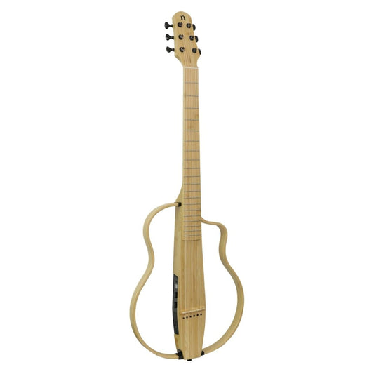 Natasha NBSG Steel String Silent Smart Guitar (with apps Control, and Free Wireless Transmitter & Receiver) - Natural