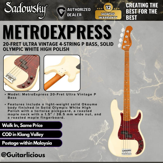 Sadowsky MetroExpress 20-Fret Ultra Vintage 4-String P Bass, Solid Olympic White High Polish