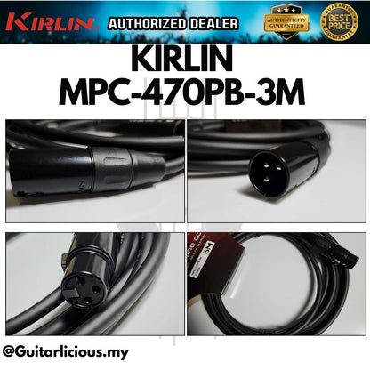 Kirlin MPC-470PB XLR Male to XLR Female 3-Pin Microphone Cable - 24AWG - 3m / 6m ( MPC470PB / MPC 470PB / MPC-470 )