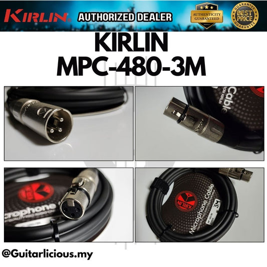 Kirlin MPC-480 XLR Male to XLR Female 3-Pin Microphone Cable -24AWG (Chrome Head) - 3m / 6m ( MPC480 / MPC 480 )