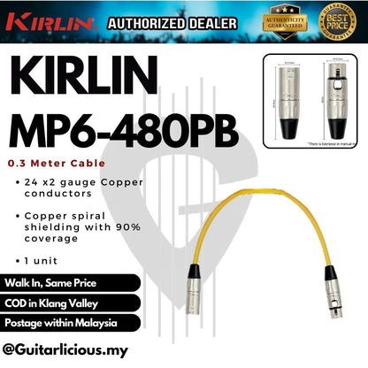 Kirlin MP6-480PB XLR Male to XLR Female Microphone Cable - 24AWG ( MP6 480PB / MP6-480 / 0.3M / 1M )