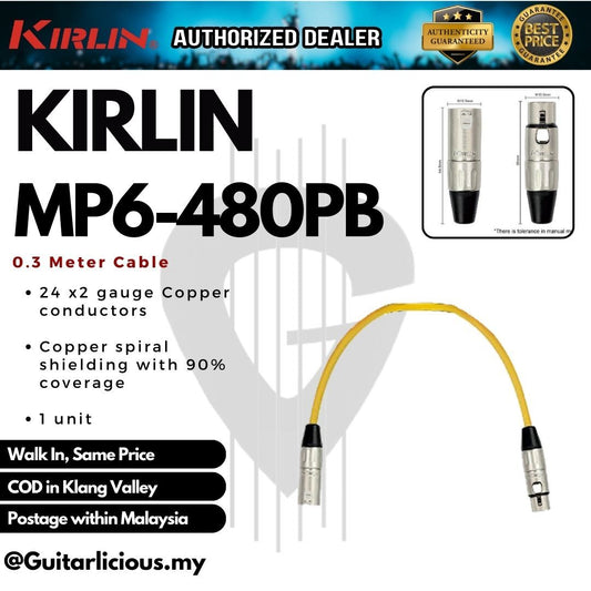 Kirlin MP6-480PB XLR Male to XLR Female Microphone Cable - 24AWG ( MP6 480PB / MP6-480 / 0.3M / 1M )