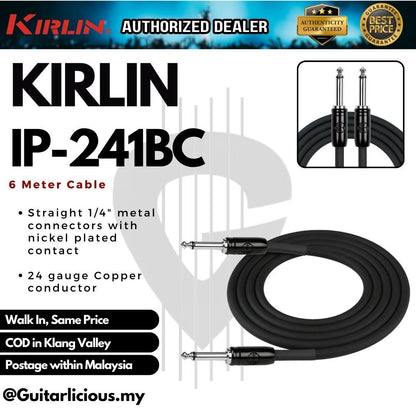 Kirlin Cable IP-241BC Mono Straight-Straight Instrument Cable for Guitar / Keyboard / Drum - 24AWG ( IP241BC IP 241 BC )