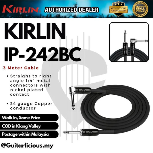 Kirlin Cable IP-242BC Mono Straight-Angled Instrument Cable for Guitar / Keyboard / Drum - 24AWG ( IP242BC IP 242 BC )