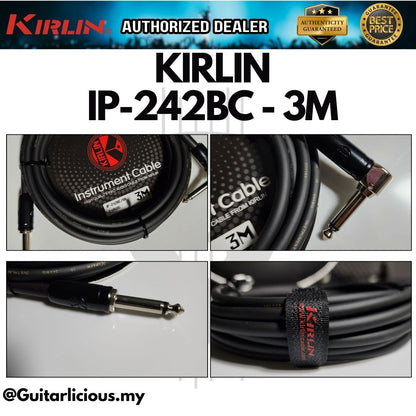 Kirlin Cable IP-242BC Mono Straight-Angled Instrument Cable for Guitar / Keyboard / Drum - 24AWG ( IP242BC IP 242 BC )