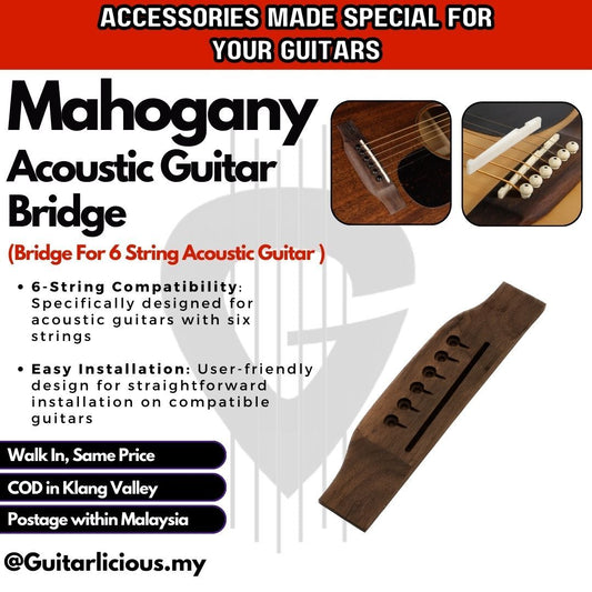 Mahogany Guitar Bridge For 6 String Acoustic Guitar - M217