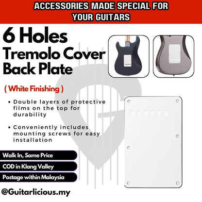 6 Holes Electric Guitar Tremolo Cavity Cover Back Plate / Electric Guitar Back Plate (White) - M647