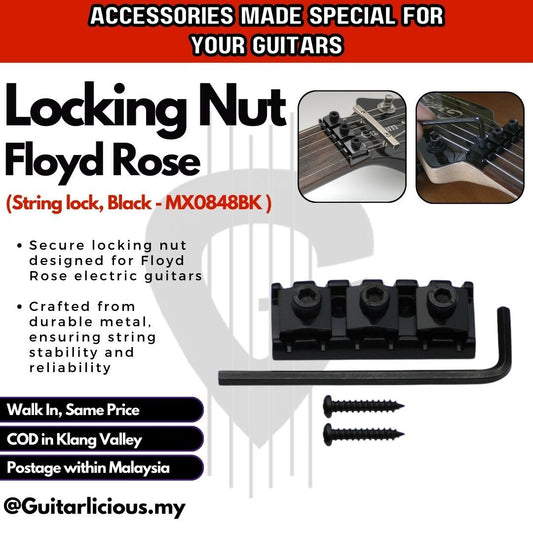 Locking Nut for Floyd Rose Electric Guitar / Metal String Lock (Black) - MX0848BK