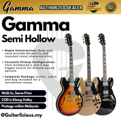 Gamma Semi Hollow Body Electric Guitar with Double Closed Humbucker (SGT)