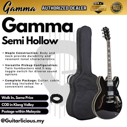 Gamma Semi Hollow Body Electric Guitar with Double Closed Humbucker (SGT)