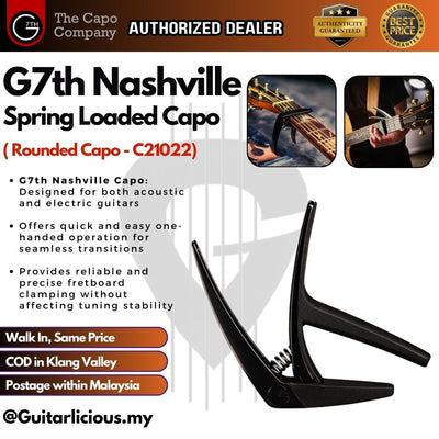 G7th Nashville C21022 Guitar Capo for Acoustic & Electric Guitar - Nashville (Steel String Satin Black) C21022 / C-21022 / G7