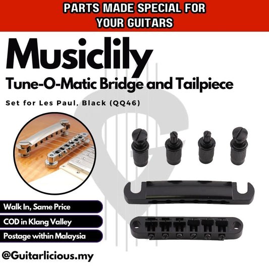 Musiclily Tune-o-matic Bridge and Tailpiece Set for Les Paul (Black) - QQ46