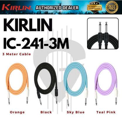 Kirlin Cable IC-241 3 Meter Mono Straight-Straight Instrument Cable - 24AWG ( IC241 IC 241 / IC241-3M / 3Meter 10Feet )