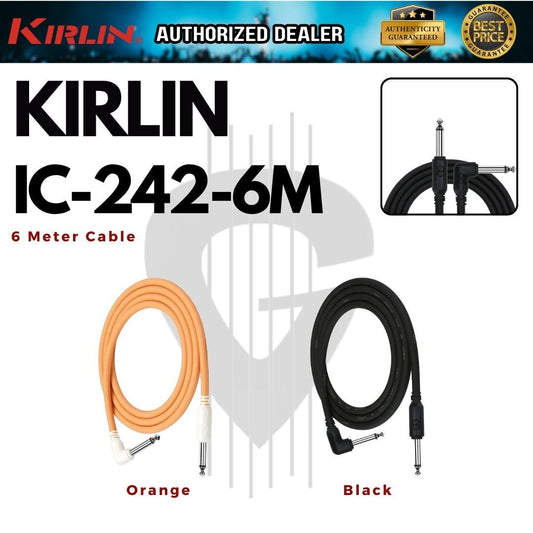 Kirlin Cable IC-242 6 Meter Mono Straight-Angled Instrument Cable - 24AWG ( IC242 / IC 242 / IC242-6M / 6Meter 20Feet )