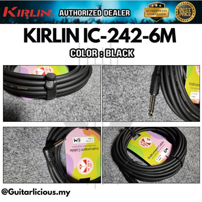 Kirlin Cable IC-242 6 Meter Mono Straight-Angled Instrument Cable - 24AWG ( IC242 / IC 242 / IC242-6M / 6Meter 20Feet )