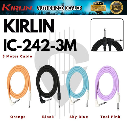 Kirlin Cable IC-242 3 Meter Mono Straight-Angled Instrument Cable - 24AWG ( IC242 / IC 242 / IC242-3M / 3Meter 10Feet )