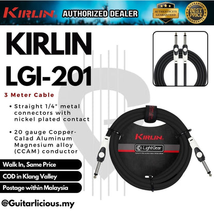 Kirlin Cable LGI-201 Mono Straight-Straight Instrument Cable - 20AWG ( 3M / 6M / 10M / LG1 201 )