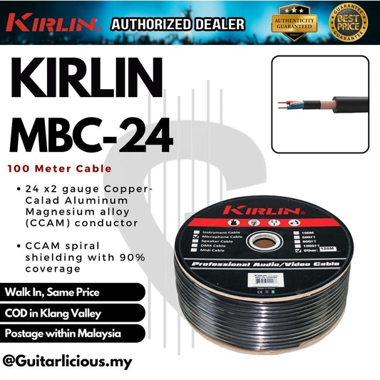 Kirlin MBC-24 100 Meter 24AWG Microphone Mic Audio Balance Stereo Cable ( MBC 24 / MBC-24AWG-100 )