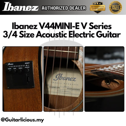 Ibanez V44MINI-E V Series 3/4 Size Acoustic Electric Guitar, Open Pore Natural ( V44-Mini-E / V-44 / V-MINI-E )