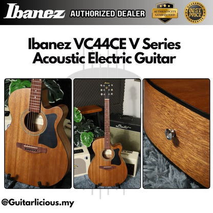 Ibanez VC44CE V Series Acoustic Electric Guitar with Preamp , Open Pore Natural ( VC44-CE / VC44E / V 44 Cutaway EQ )