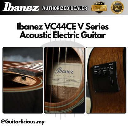 Ibanez VC44CE V Series Acoustic Electric Guitar with Preamp , Open Pore Natural ( VC44-CE / VC44E / V 44 Cutaway EQ )