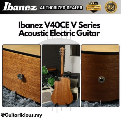 Ibanez V40CE V Series Cutaway Acoustic Electric Guitar with Preamp, Open Pore Natural ( V40-CE / V40E / V40EQ )