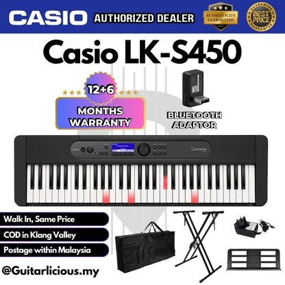 Casio LK-S450 61 key Casiotone Lighting Arranger Keyboard w/ Bluetooth Adaptor Premium Bundle Set LKS450 / LKS 450