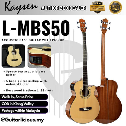 Kaysen Acoustic Bass Guitar with 5 Band Active Pick-Up - All Natural ( L-MBS50EQ / L-MBS50)