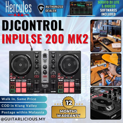 Hercules DJControl Inpulse 200 MK2, Portable USB DJ Controller w/ Beatmatch Guide & DJ software DJUCED/Serato DJ Lite