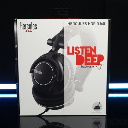 Hercules DJ HDP DJ60 Headphones with attached spiral cable (DJ-60 / DJ 60 / HDP-DJ60)