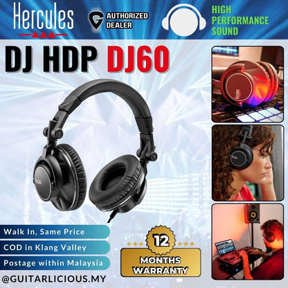 Hercules DJ HDP DJ60 Headphones with attached spiral cable (DJ-60 / DJ 60 / HDP-DJ60)