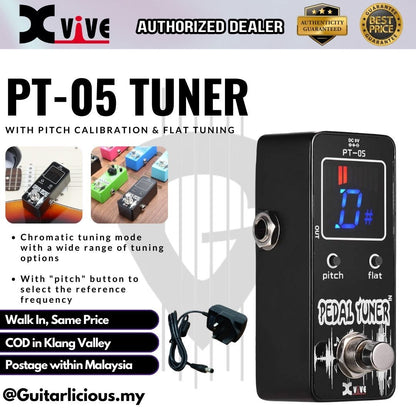 Xvive PT-05 Chromatic Tuner Pedal with Pitch Calibration & Flat Tuning ( PT 05 / PT05 )