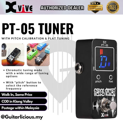 Xvive PT-05 Chromatic Tuner Pedal with Pitch Calibration & Flat Tuning ( PT 05 / PT05 )