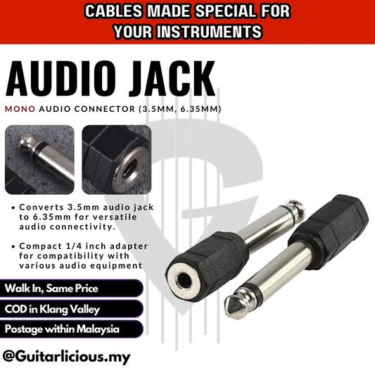 Audio Jack Convertor 3.5mm Stereo Plug to 6.35mm (1/4inch) Adapter ( M586 / M587 )