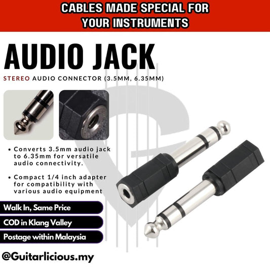 Audio Jack Convertor 3.5mm Stereo Plug to 6.35mm (1/4inch) Adapter ( M586 / M587 )