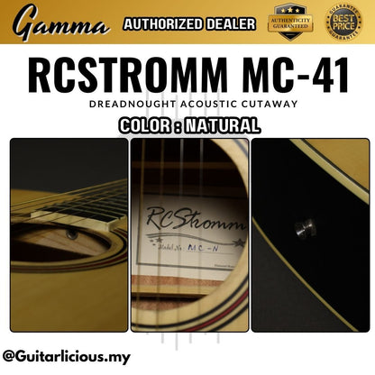 RCStromm MC41 41" Dreadnought 41 inch Acoustic Guitar with Cutaway For Beginners ( MC-41 / MC 41 )