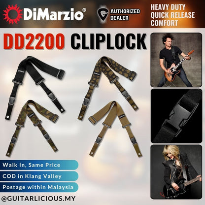 DiMarzio DD2200 Cliplock Guitar Strap for Electric / Acoustic / Bass ( DD-2200 / DD 2200 / DIMDD2200)