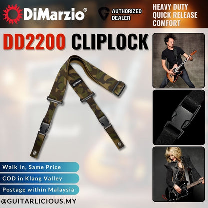 DiMarzio DD2200 Cliplock Guitar Strap for Electric / Acoustic / Bass ( DD-2200 / DD 2200 / DIMDD2200)