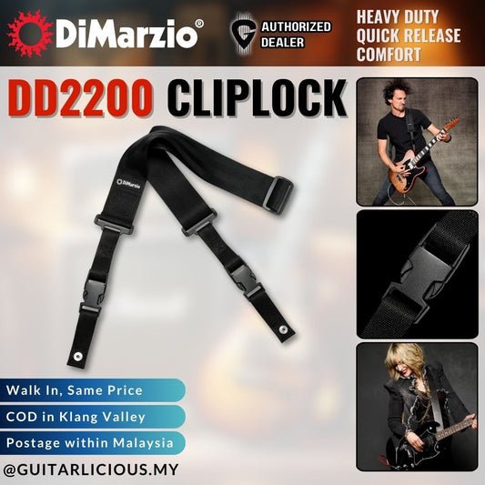 DiMarzio DD2200 Cliplock Guitar Strap for Electric / Acoustic / Bass ( DD-2200 / DD 2200 / DIMDD2200)